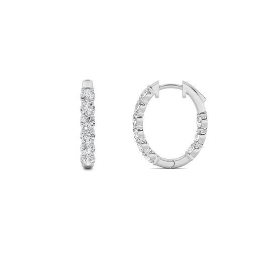 3CTW Round Shaped Lab Grown Diamond (F/VS) Inside Out Hoop Earrings in 14K Gold
