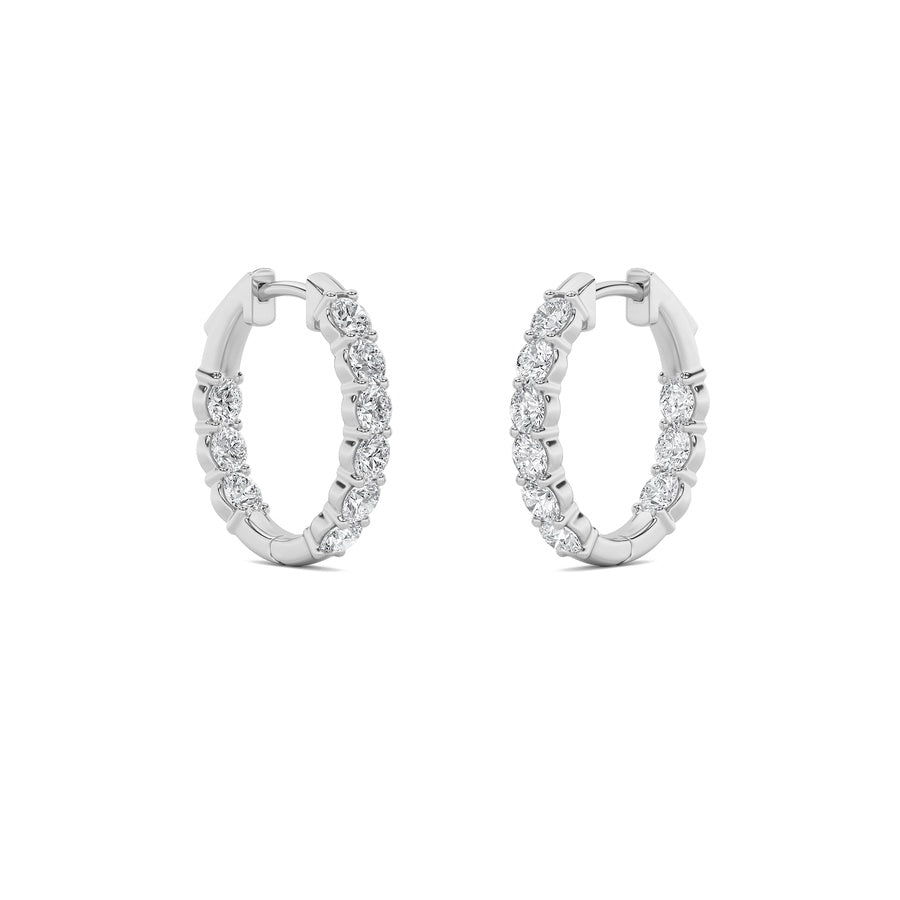 3CTW Round Shaped Lab Grown Diamond (F/VS) Inside Out Hoop Earrings in 14K Gold