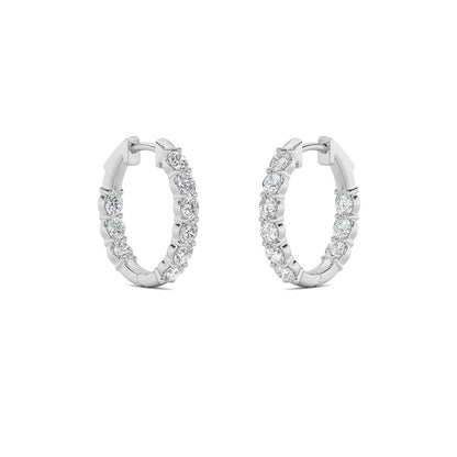 3CTW Round Shaped Lab Grown Diamond (F/VS) Inside Out Hoop Earrings in 14K Gold