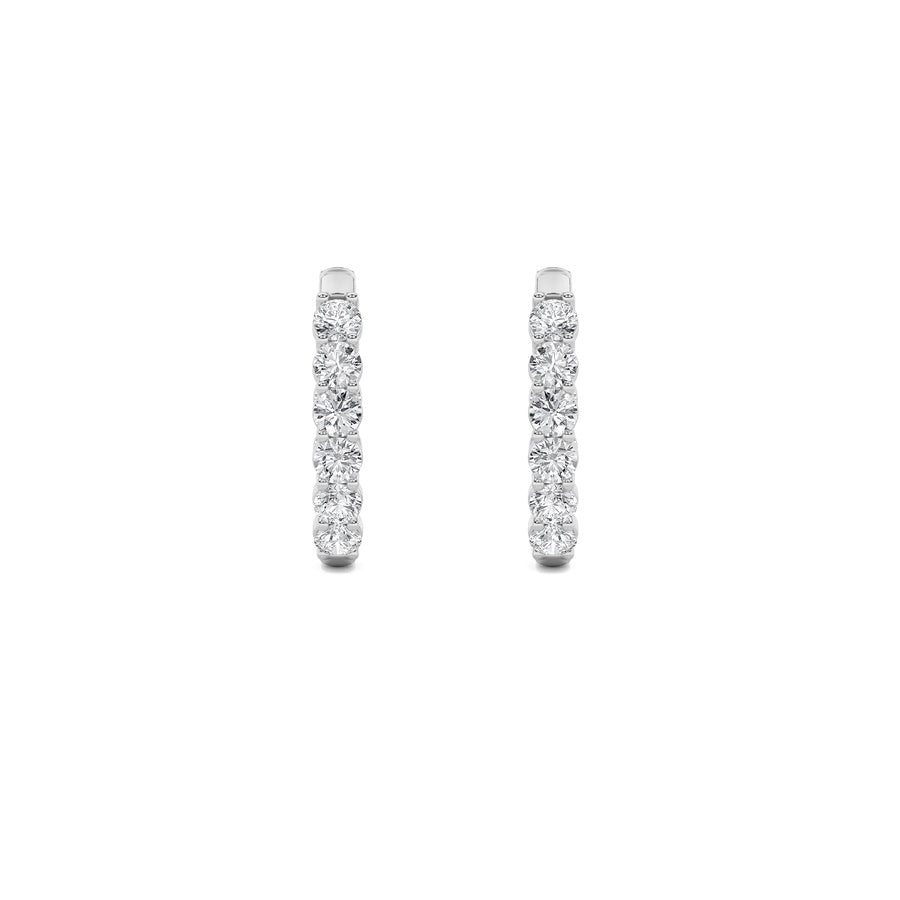 3CTW Round Shaped Lab Grown Diamond (F/VS) Inside Out Hoop Earrings in 14K Gold