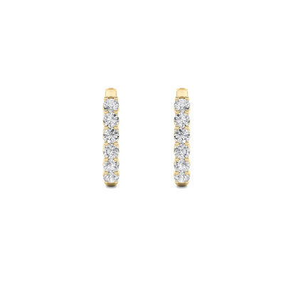 3CTW Round Shaped Lab Grown Diamond (F/VS) Inside Out Hoop Earrings in 14K Gold