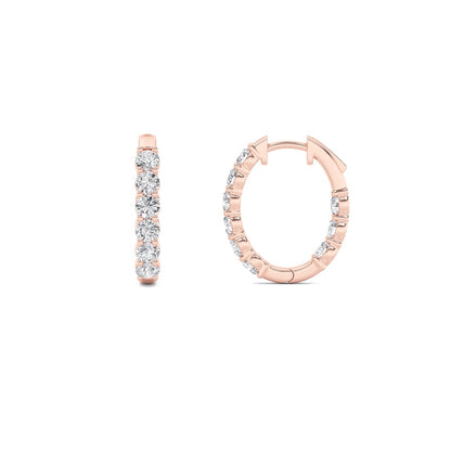 3CTW Round Shaped Lab Grown Diamond (F/VS) Inside Out Hoop Earrings in 14K Gold