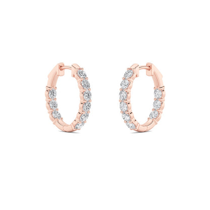 3CTW Round Shaped Lab Grown Diamond (F/VS) Inside Out Hoop Earrings in 14K Gold