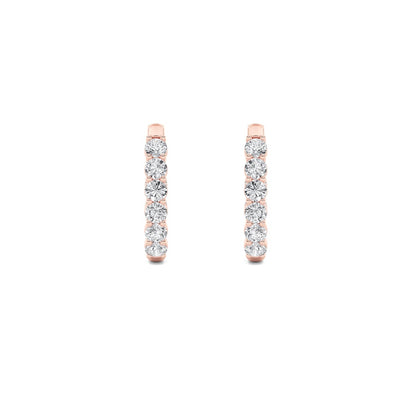3CTW Round Shaped Lab Grown Diamond (F/VS) Inside Out Hoop Earrings in 14K Gold