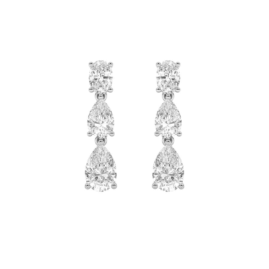 5CTW Pear Shaped Lab Grown Diamond (F/VS) Dangle Earrings in 14K Gold