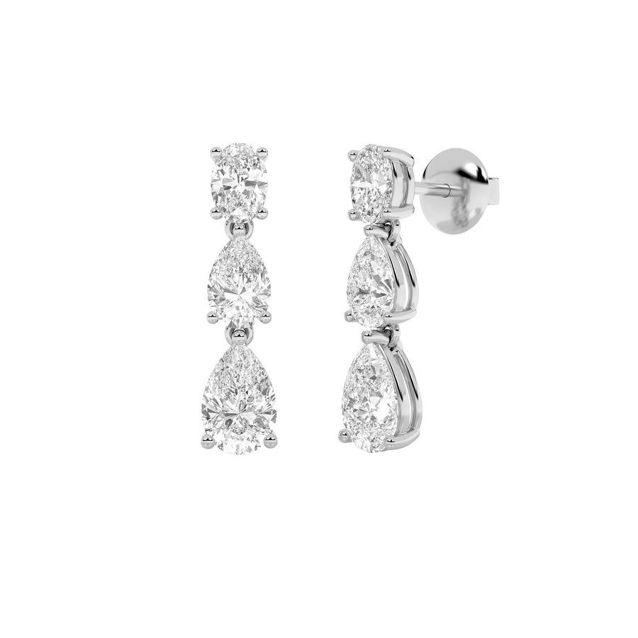 5CTW Pear Shaped Lab Grown Diamond (F/VS) Dangle Earrings in 14K Gold