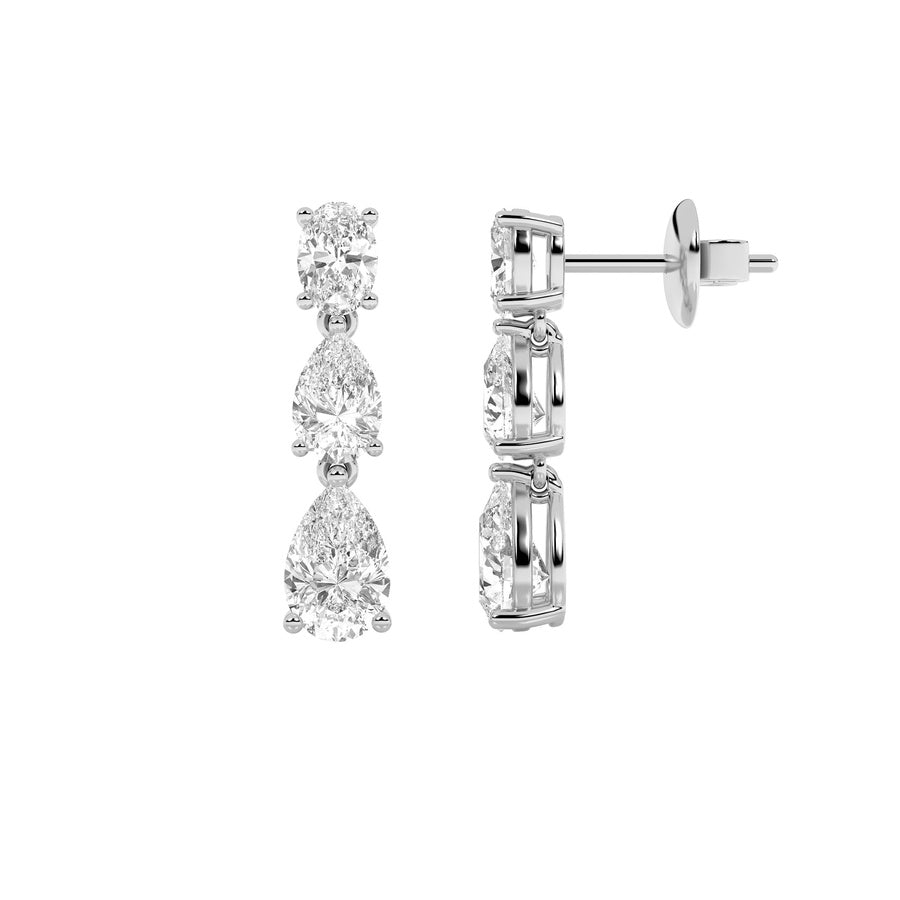 5CTW Pear Shaped Lab Grown Diamond (F/VVS) Dangle Earrings in 14K Gold