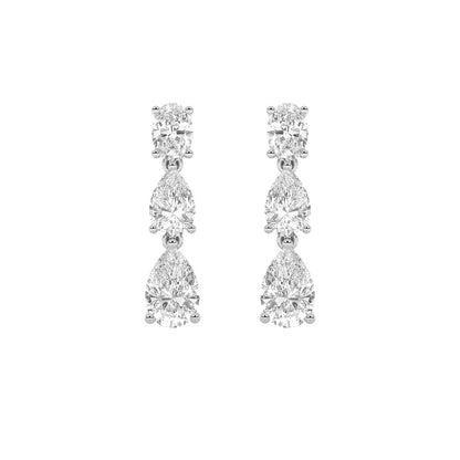 5CTW Pear Shaped Lab Grown Diamond (F/VVS) Dangle Earrings in 14K Gold