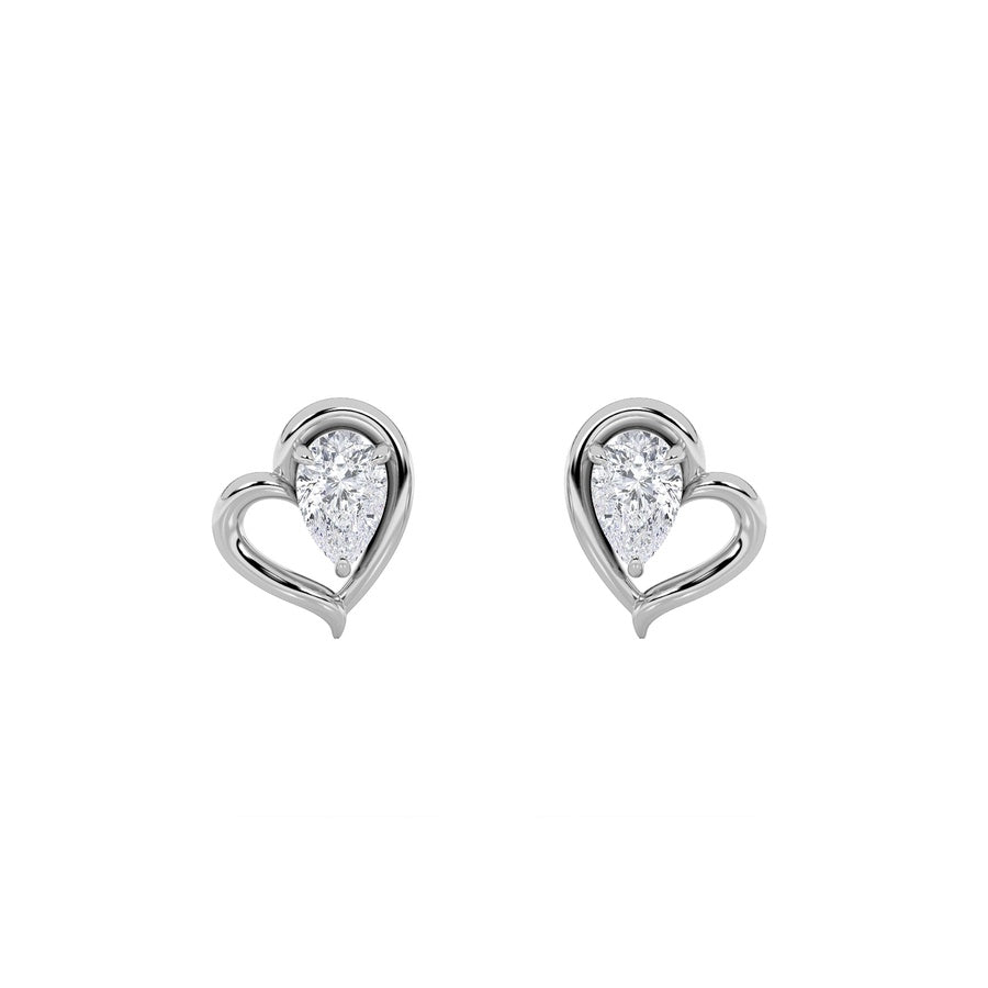 0.5CTW Pear Shaped Lab Grown Diamond (F/VS) Heart Shaped Earrings in 14K Gold