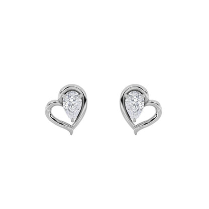 0.5CTW Pear Shaped Lab Grown Diamond (F/VS) Heart Shaped Earrings in 14K Gold