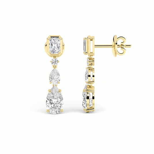 5.5CTW Radiant Shaped Lab Grown Diamond (F/VS) Dangle Earrings in 14K Gold
