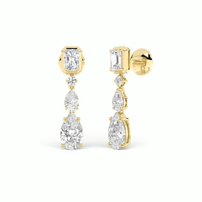 5.5CTW Radiant Shaped Lab Grown Diamond (F/VS) Dangle Earrings in 14K Gold