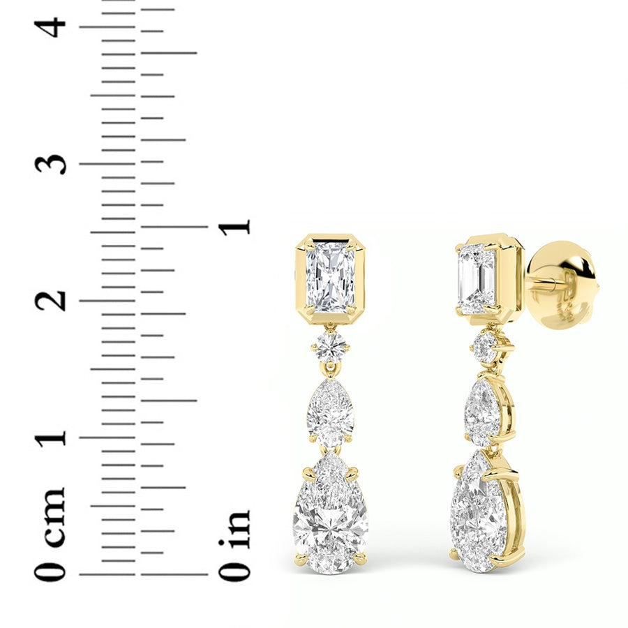 5.5CTW Radiant Shaped Lab Grown Diamond (F/VS) Dangle Earrings in 14K Gold