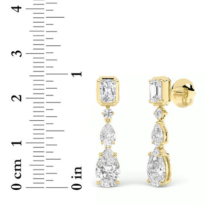 5.5CTW Radiant Shaped Lab Grown Diamond (F/VS) Dangle Earrings in 14K Gold