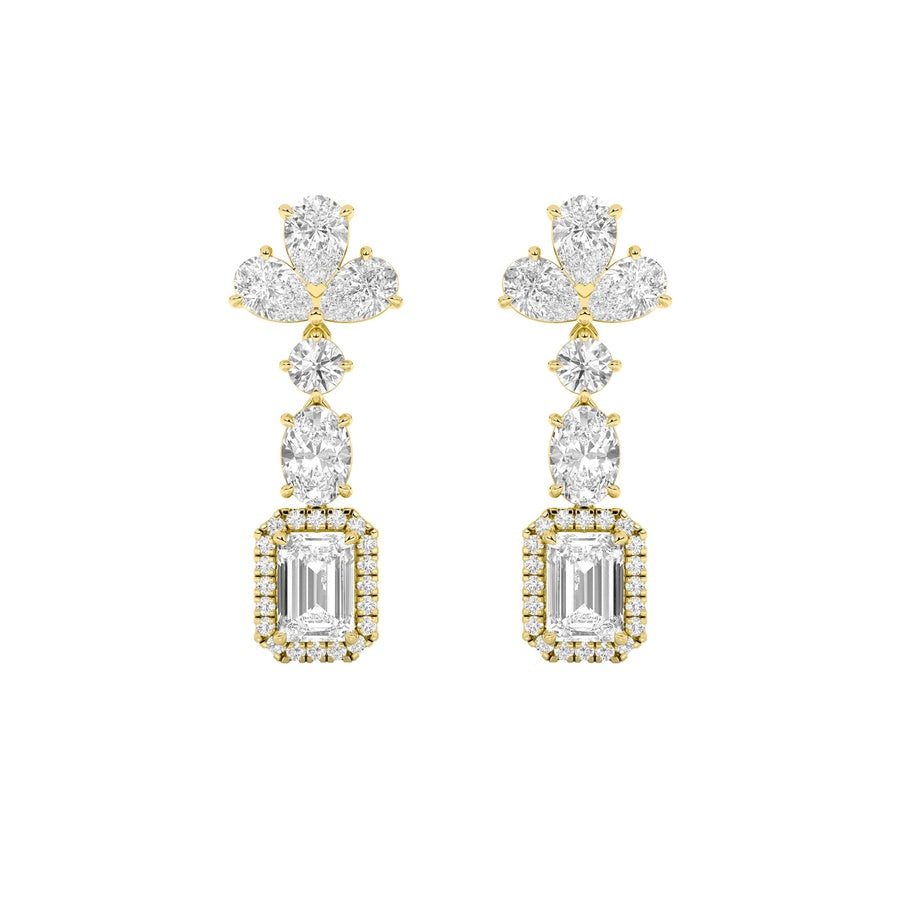 5.5CTW Radiant Shaped Lab Grown Diamond (F/VS) Dangle Earrings in 14K Gold