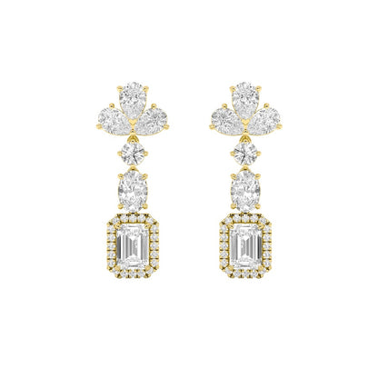 5.5CTW Radiant Shaped Lab Grown Diamond (F/VS) Dangle Earrings in 14K Gold