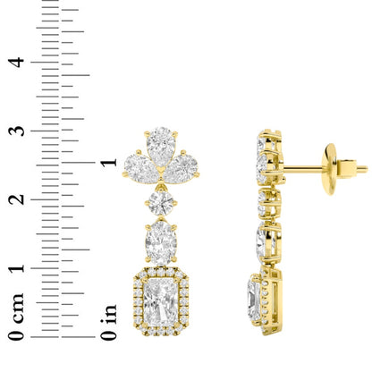 5.5CTW Radiant Shaped Lab Grown Diamond (F/VS) Dangle Earrings in 14K Gold