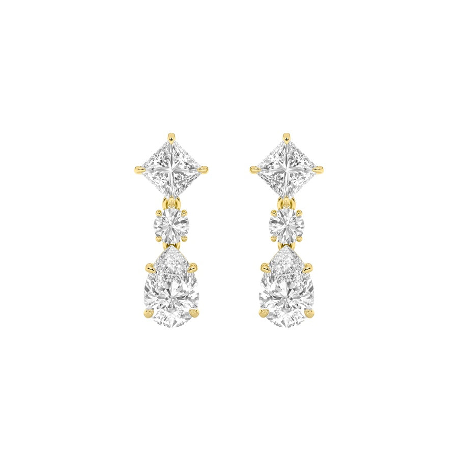5.5CTW Pear Shaped Lab Grown Diamond (F/VS) Dangle Earrings in 14K Gold