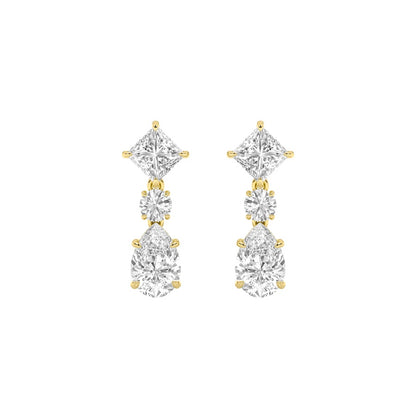 5.5CTW Pear Shaped Lab Grown Diamond (F/VS) Dangle Earrings in 14K Gold