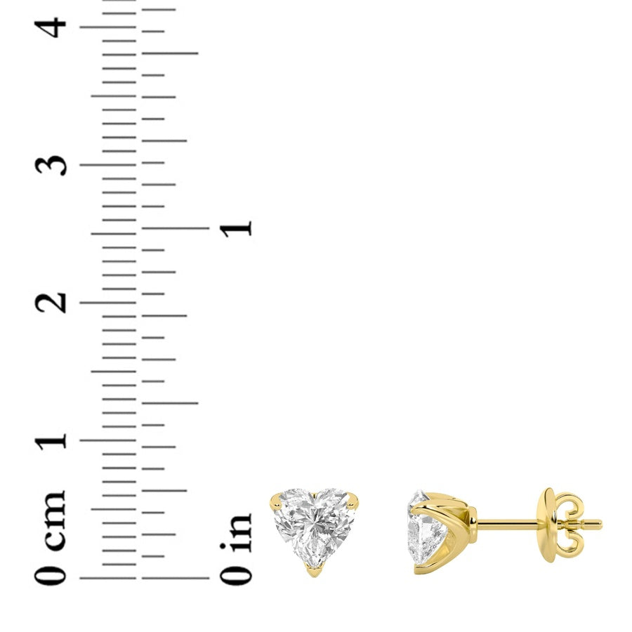 2CTW Heart Shaped Lab Grown Diamond (F/VS) Heart Shaped Earrings in 14K Gold