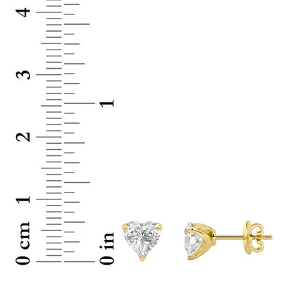 2CTW Heart Shaped Lab Grown Diamond (F/VS) Heart Shaped Earrings in 14K Gold