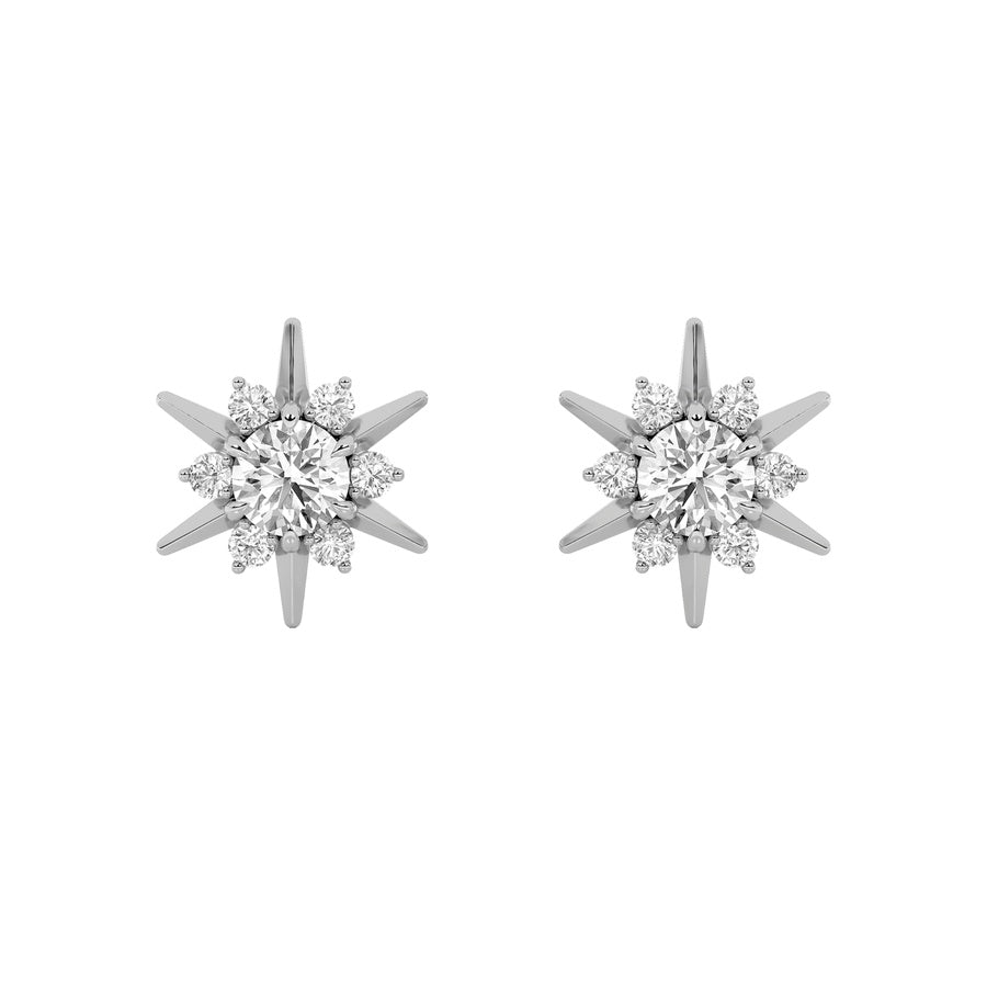 2CTW Round Shaped Lab Grown Diamond (F/VS) Astralis Earrings in 14K Gold