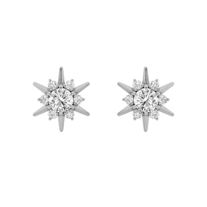 2CTW Round Shaped Lab Grown Diamond (F/VS) Astralis Earrings in 14K Gold
