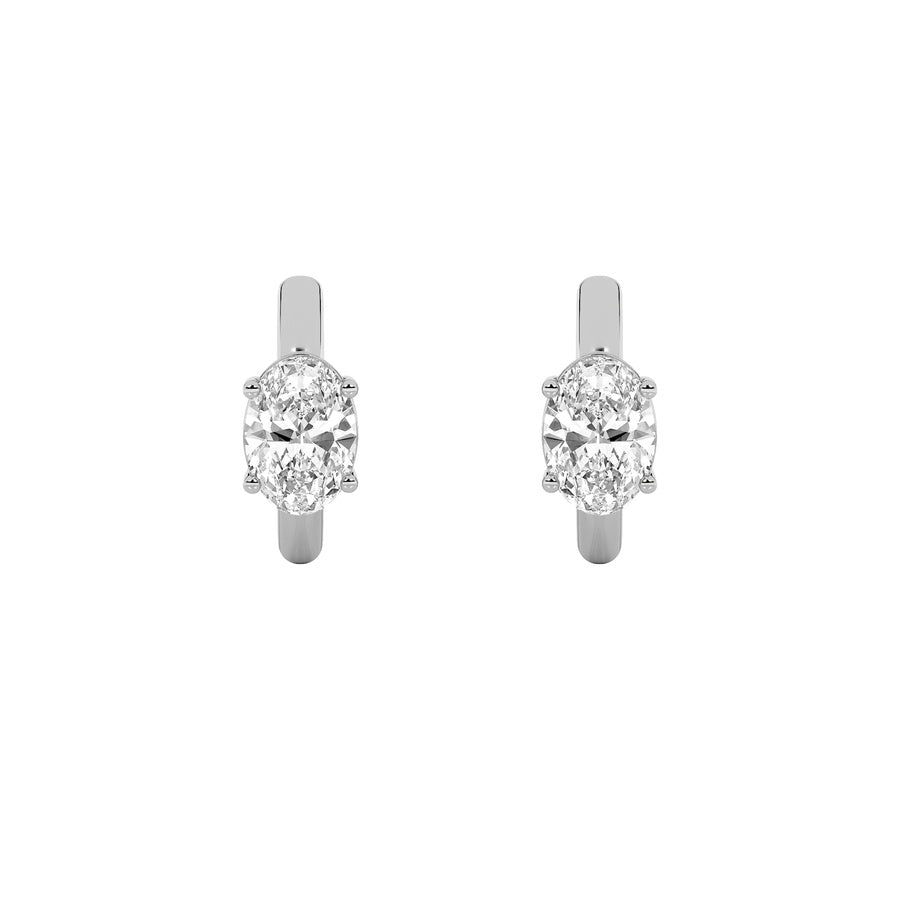 0.5CTW Oval Shaped Lab Grown Diamond (F/VS) Huggie Cuff Half Pair Earrings in 14K Gold