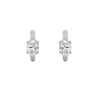 0.5CTW Oval Shaped Lab Grown Diamond (F/VS) Huggie Cuff Half Pair Earrings in 14K Gold