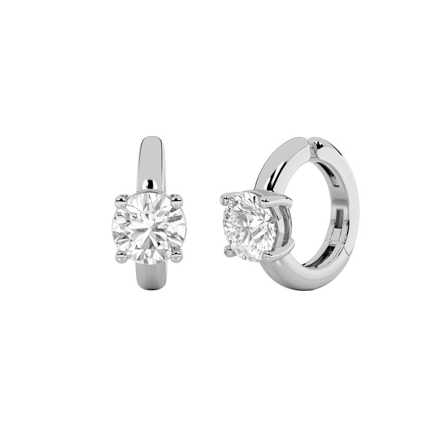 0.25CTW Round Shaped Lab Grown Diamond (F/VS) Huggie Cuff Half Pair Earrings in 14K Gold
