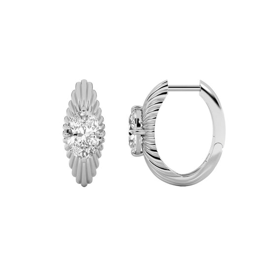 2CTW Oval Shaped Lab Grown Diamond (F/VS) Huggie Earrings in 14K Gold