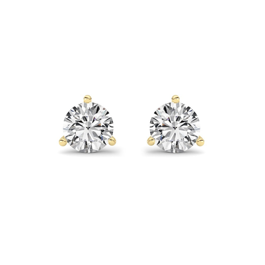 1Cttw Round Shaped Lab Grown Diamond (G/VS) ThreeProng Martini Stud Earrings in 14K White Gold
