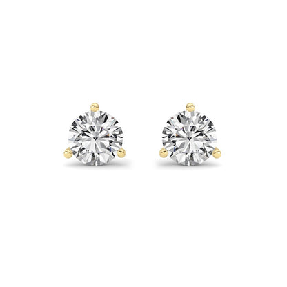 1Cttw Round Shaped Lab Grown Diamond (G/VS) ThreeProng Martini Stud Earrings in 14K White Gold