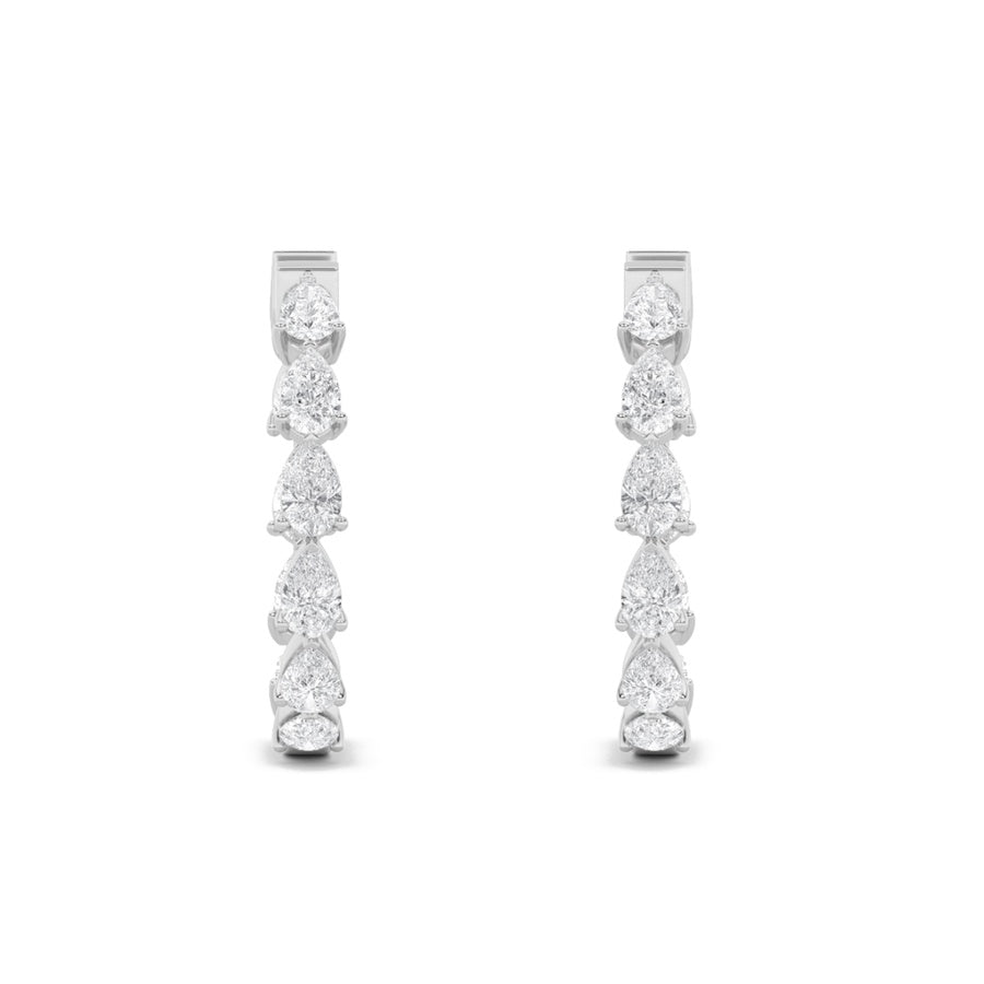 4CTW Pear Shaped Lab Grown Diamond (F/VS) Inside Out Hoop Earrings in 14K Gold
