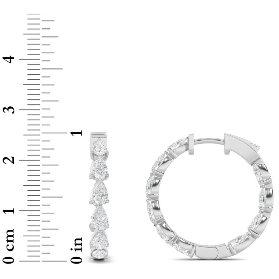 4CTW Pear Shaped Lab Grown Diamond (F/VS) Inside Out Hoop Earrings in 14K Gold