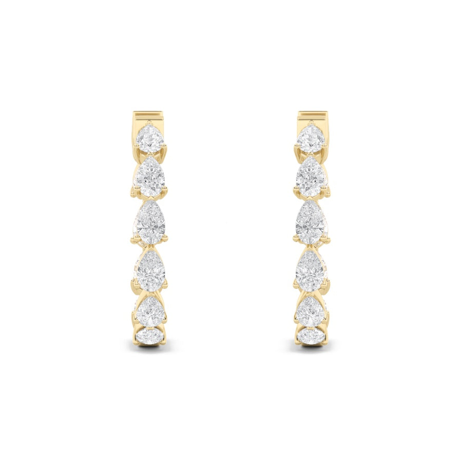 4CTW Pear Shaped Lab Grown Diamond (F/VS) Inside Out Hoop Earrings in 14K Gold