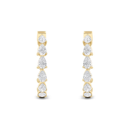4CTW Pear Shaped Lab Grown Diamond (F/VS) Inside Out Hoop Earrings in 14K Gold