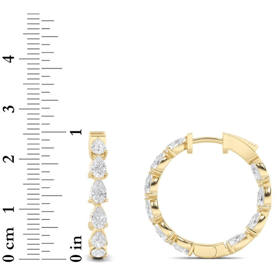 4CTW Pear Shaped Lab Grown Diamond (F/VS) Inside Out Hoop Earrings in 14K Gold