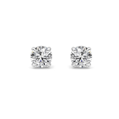 1CTW Round Shaped Lab Grown Diamond (F/VS) Earring in Silver