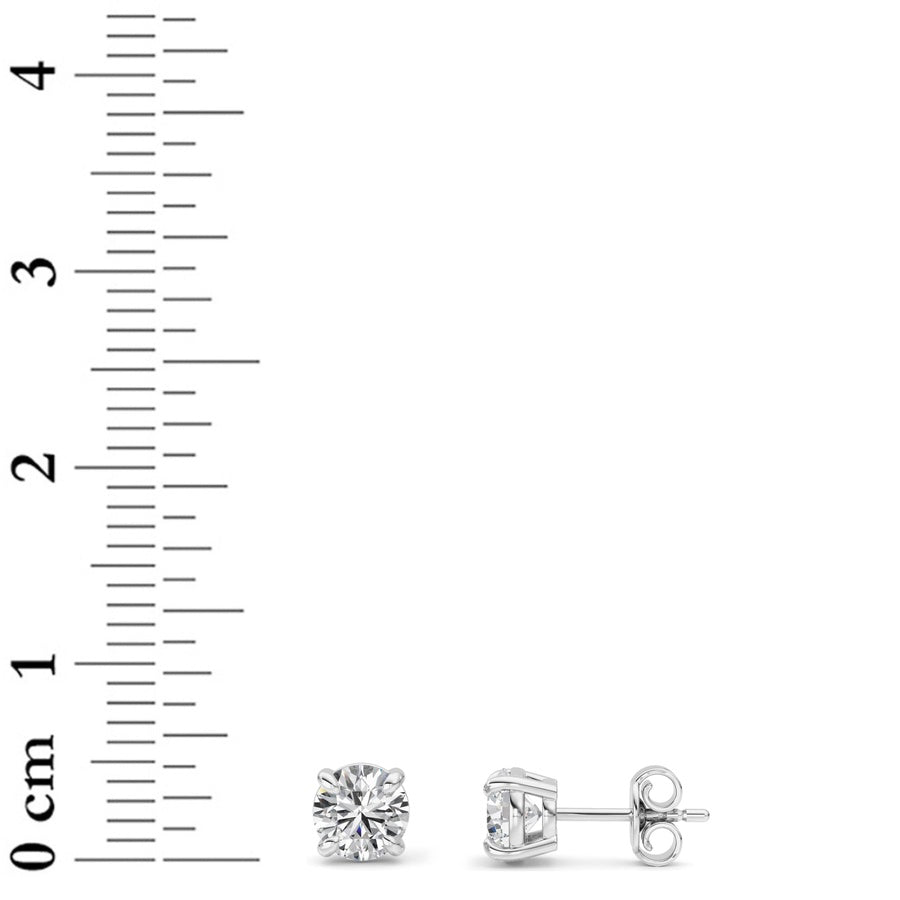 1CTW Round Shaped Lab Grown Diamond (F/VS) Earring in Silver