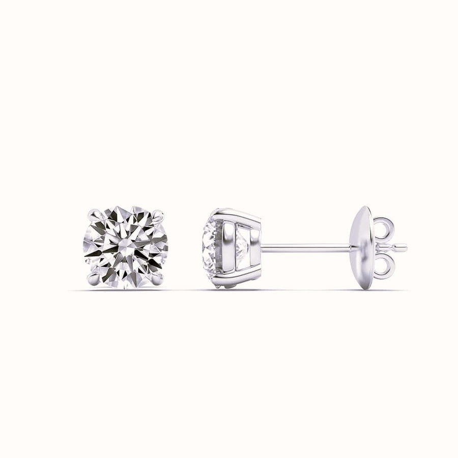 1CTW Round Shaped Lab Grown Diamond (F/VS) Stud Earrings in 14K Gold