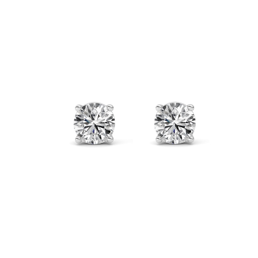 1CTW Round Shaped Lab Grown Diamond (F/VS) Stud Earrings in 14K Gold