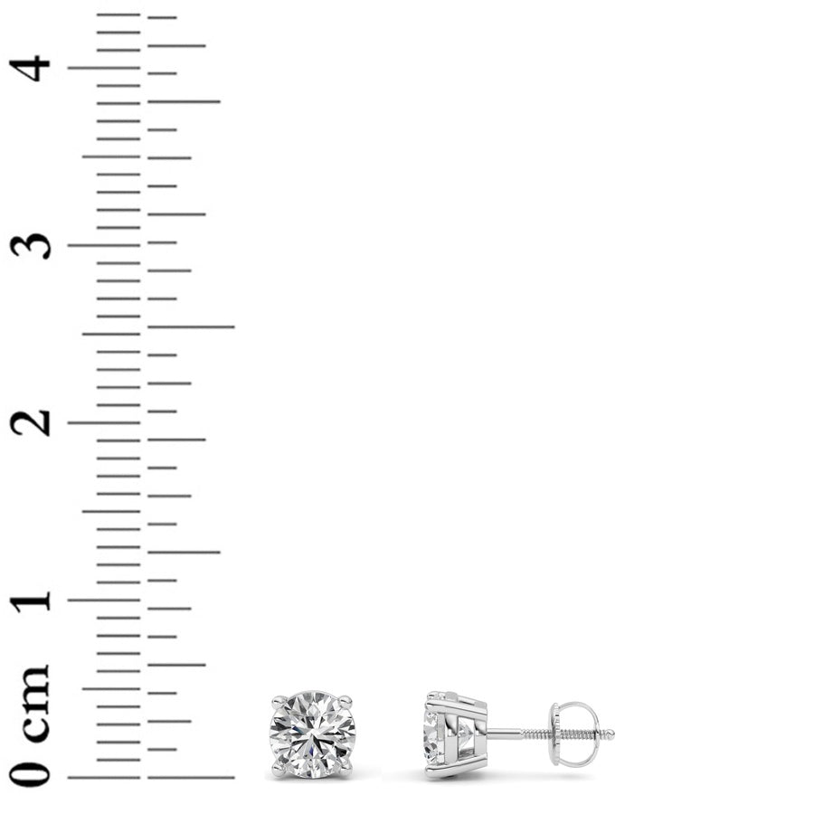 1CTW Round Shaped Lab Grown Diamond (F/VS) Stud Earrings in 14K Gold