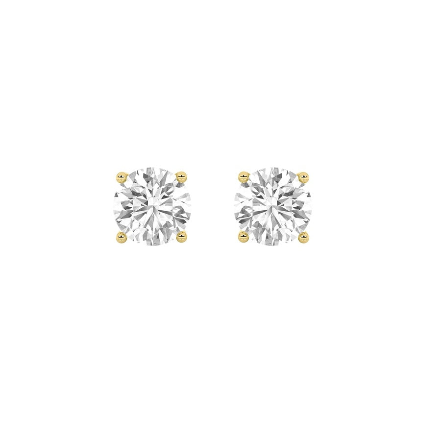 1CTW Round Shaped Lab Grown Diamond (F/VS) Stud Earrings in 14K Gold