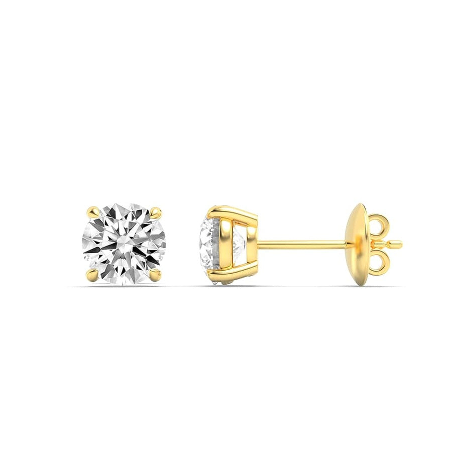 1CTW Round Shaped Lab Grown Diamond (F/VS) Stud Earrings in 14K Gold