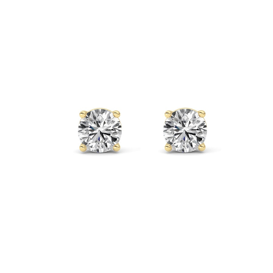 1CTW Round Shaped Lab Grown Diamond (F/VS) Stud Earrings in 14K Gold