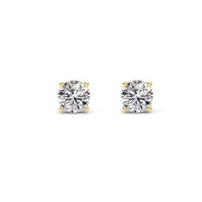 1CTW Round Shaped Lab Grown Diamond (F/VS) Stud Earrings in 14K Gold