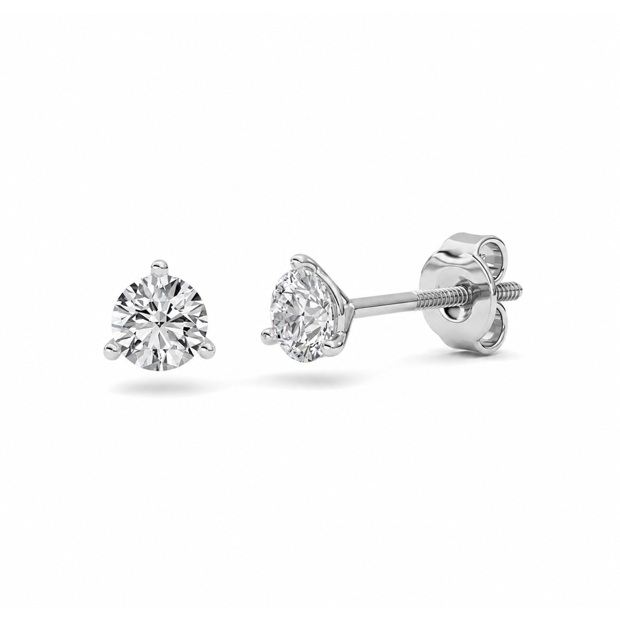 0.5CTW Round Shaped Lab Grown Diamond (F/VS) Stud Earrings in 14K Gold