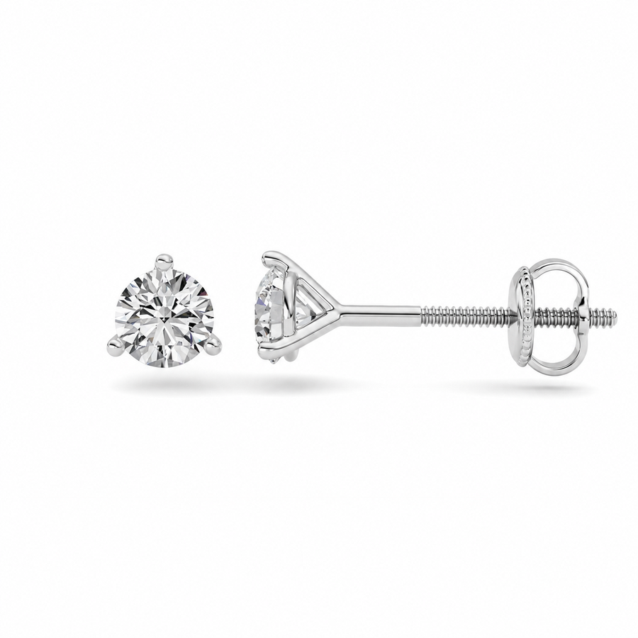 0.5CTW Round Shaped Lab Grown Diamond (F/VS) Stud Earrings in 14K Gold