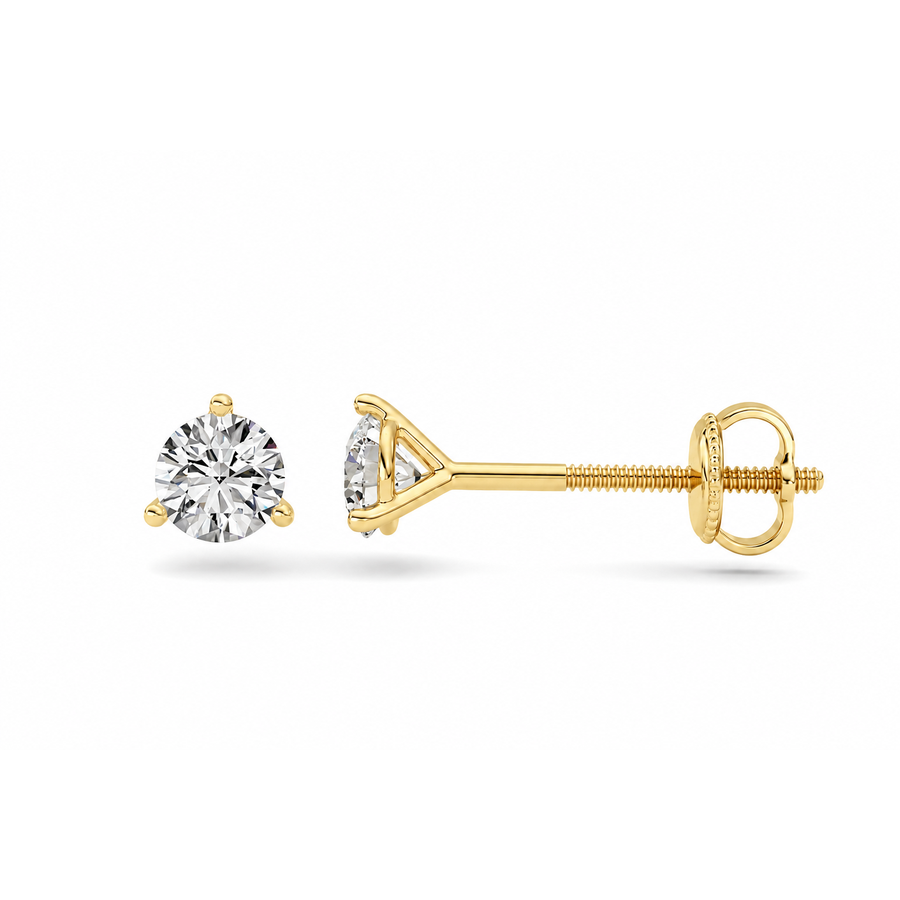 0.5CTW Round Shaped Lab Grown Diamond (F/VS) Stud Earrings in 14K Gold